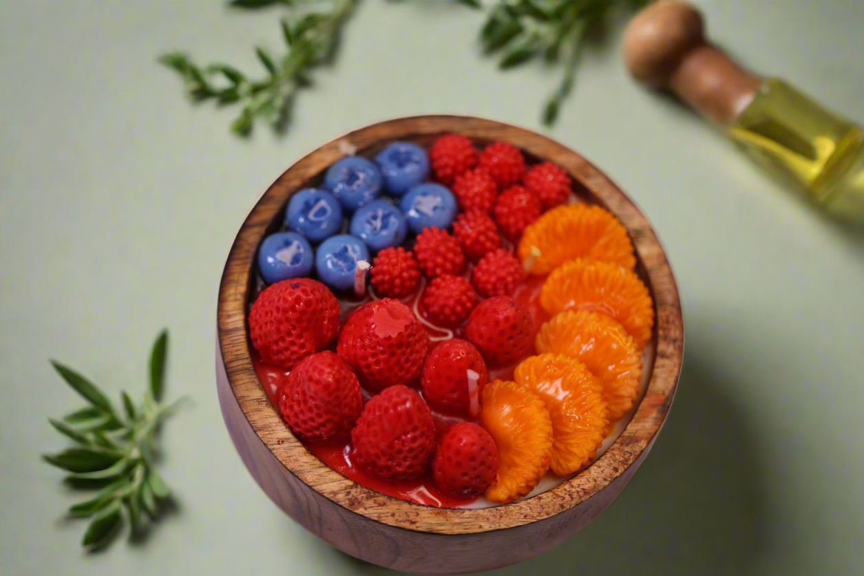 Fruit wooden Bowl Scented Candle