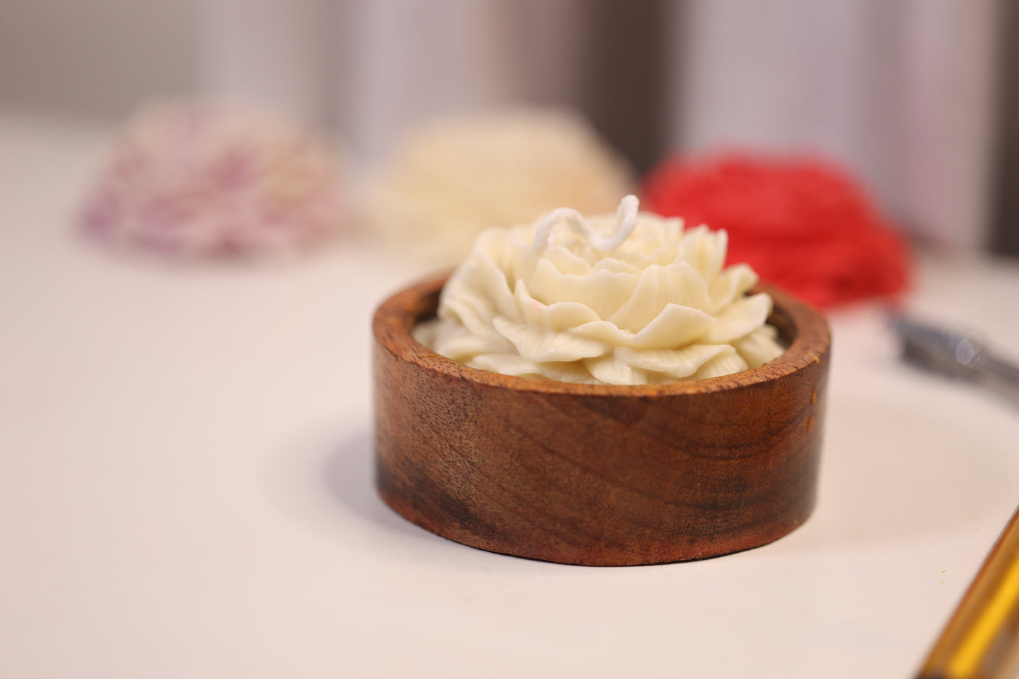 Peony On Wooden Bowl