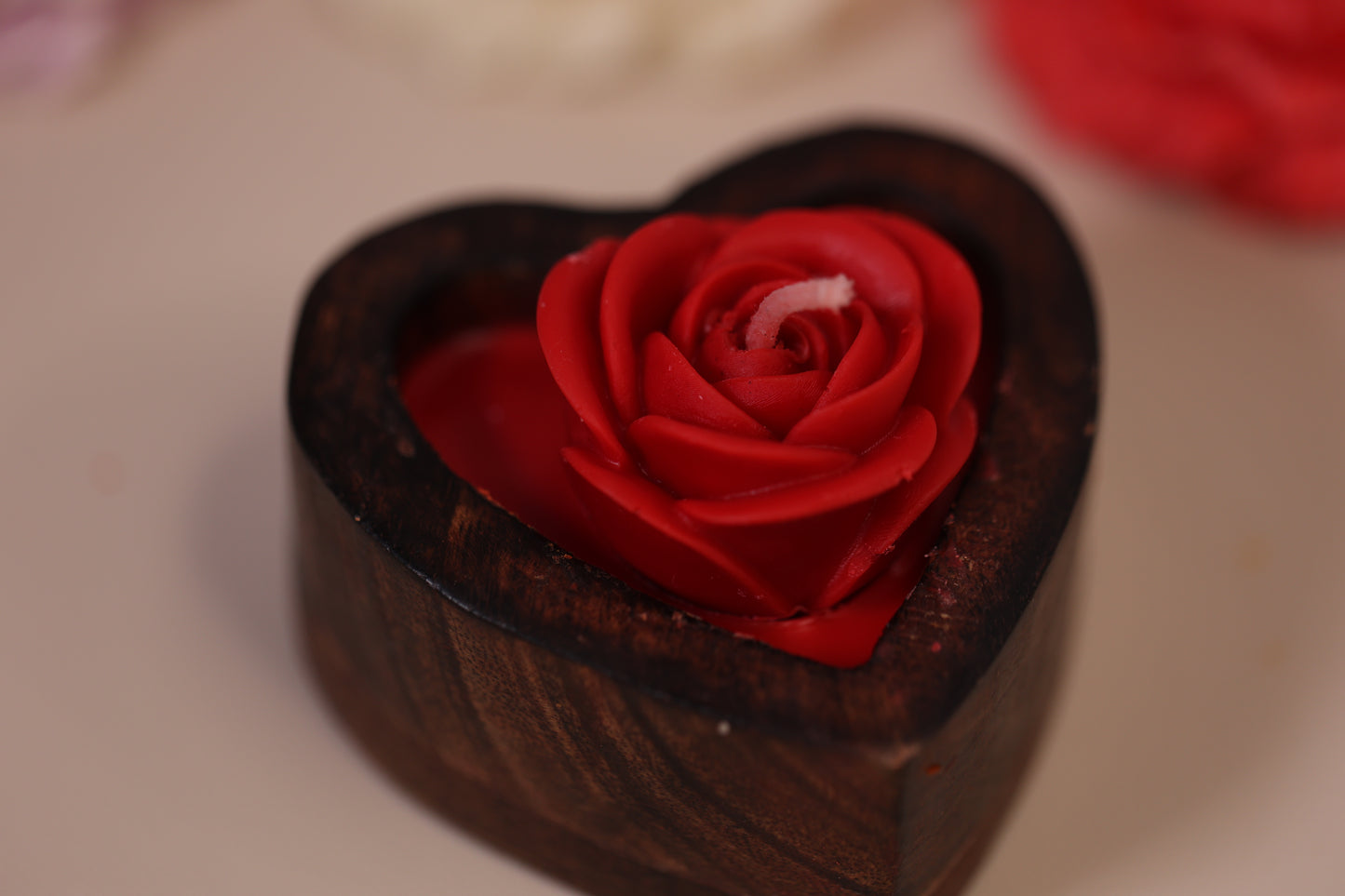 Small Rose Heart Candle
