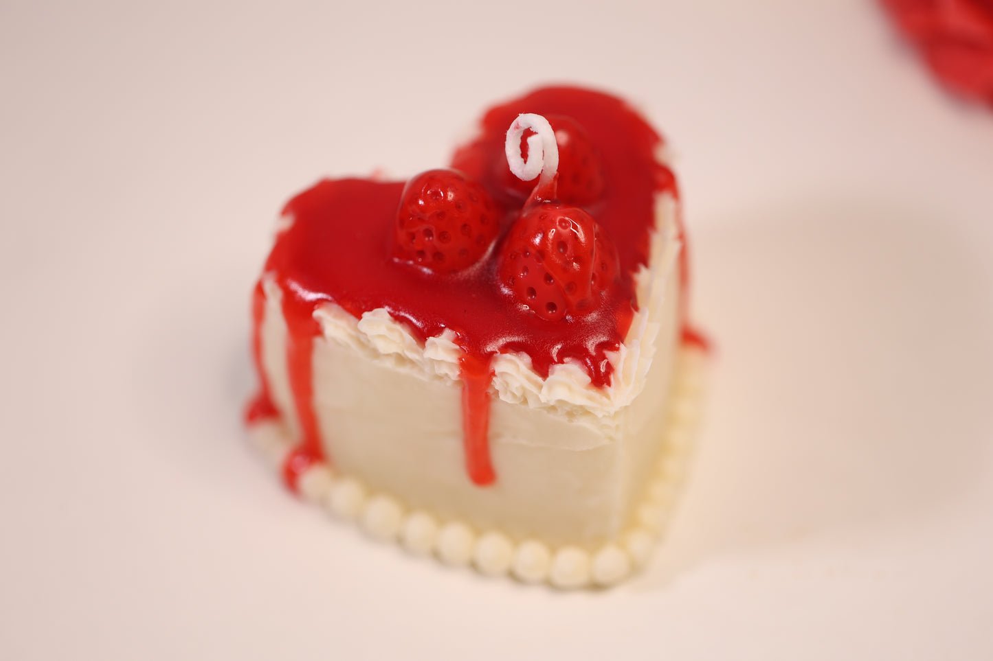 Strawberry Desert Heart Cake Candle