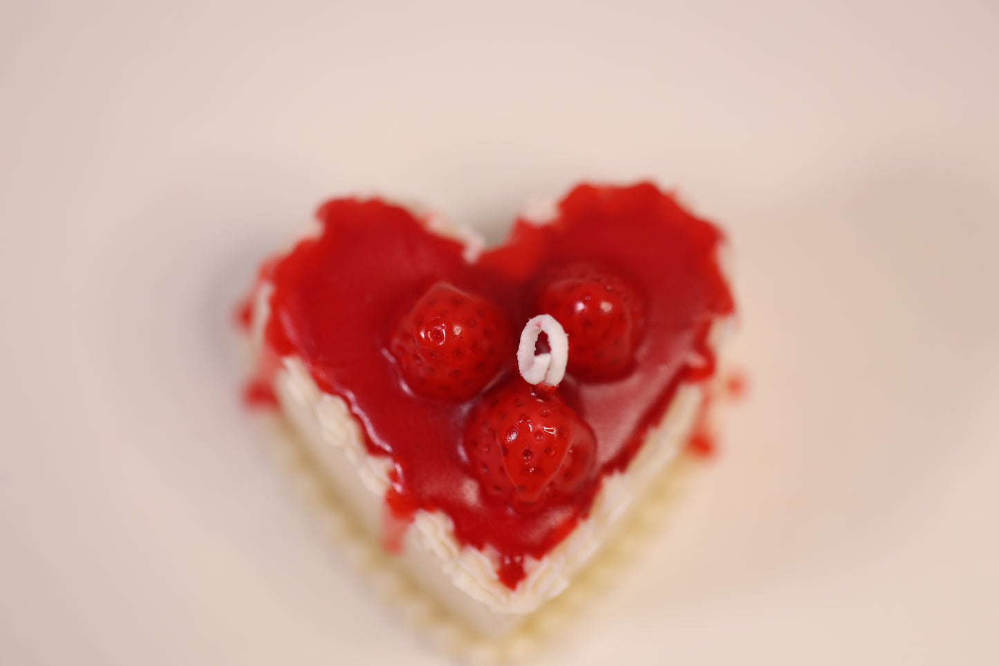 Strawberry Desert Heart Cake Candle