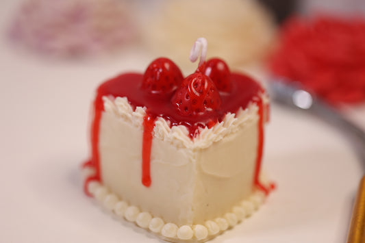 Strawberry Desert Heart Cake Candle